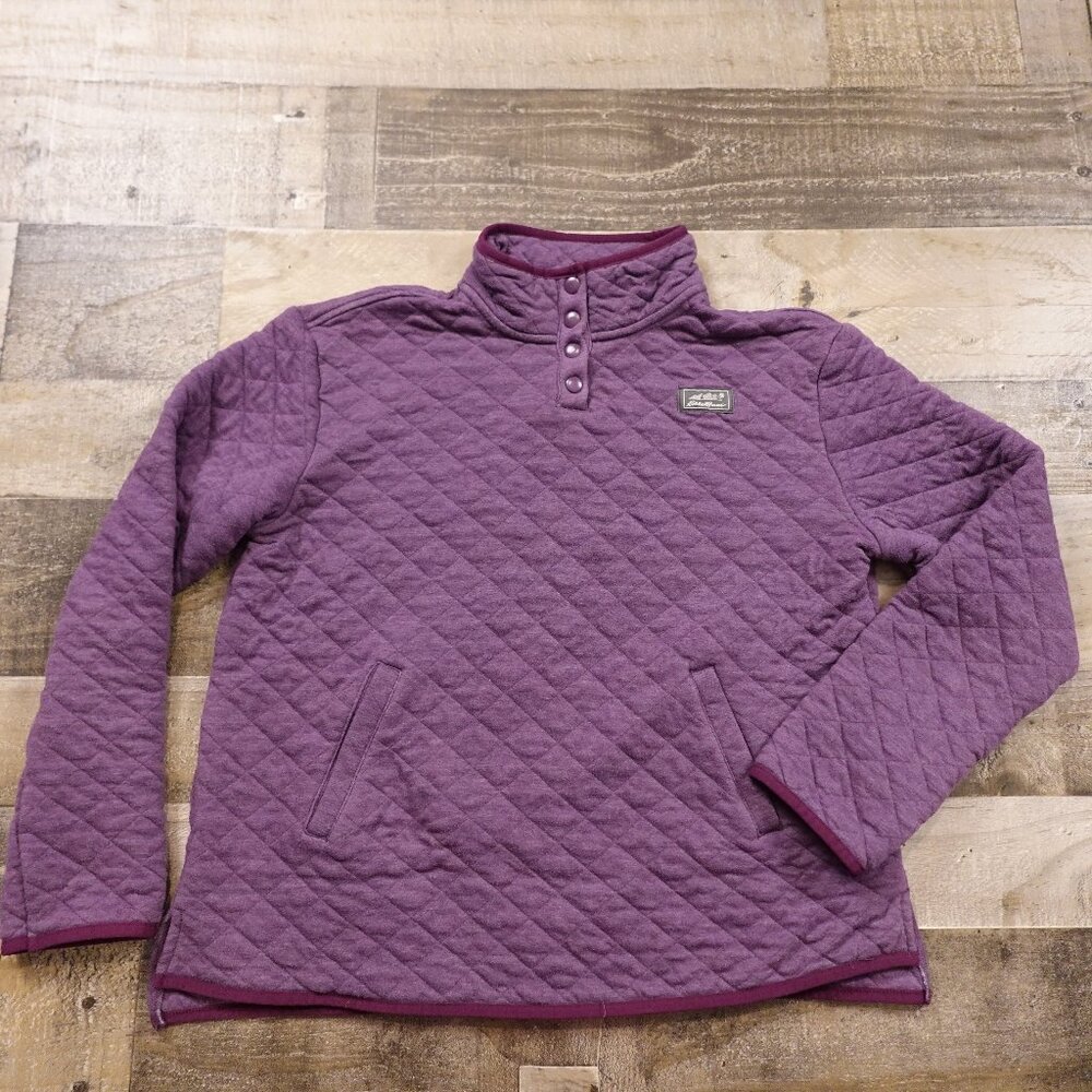 Eddie‎ Bauer Quilted Snap Pullover Women’s Medium Purple Cozy Outdoor Layer
